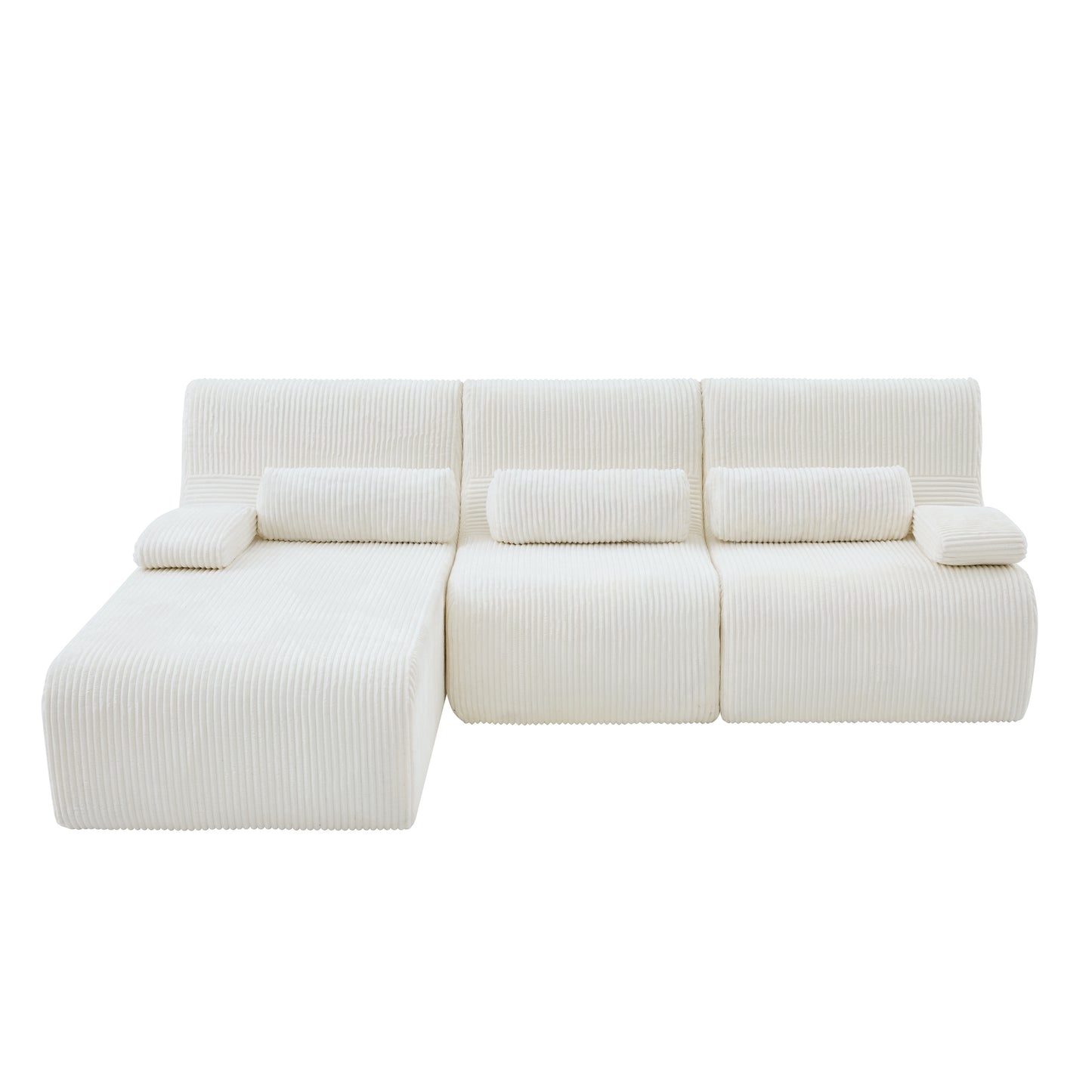 Emberlyn Corduroy L-Shaped Sectional – 98" Modular Beige Sectional Sofa