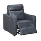 Haddon power reclining sofa, loveseat and chair set in navy faux leather