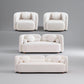 Jarrah Living Room Set in White, Sofa + Loveseat + 2 Square Chairs