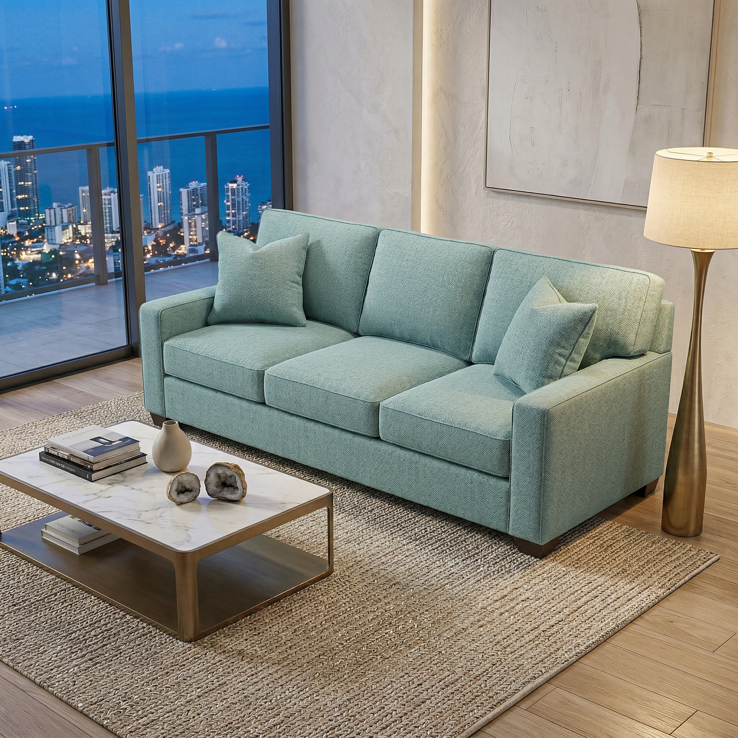 Clifford 2-Arm Sofa – Handcrafted in the USA, Custom Fabric Options - Leslie Robins Egg - Fabric (11)