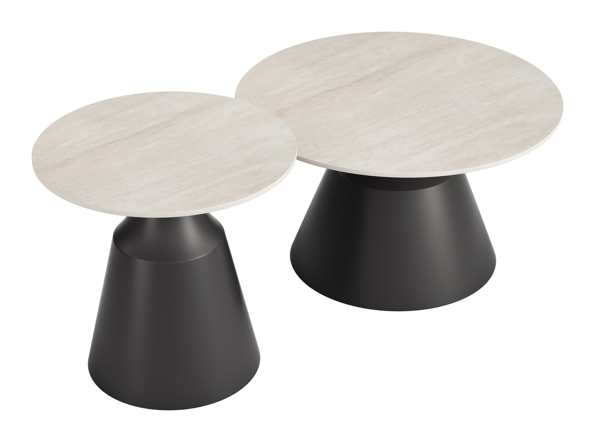 Camella Light Beige & Black Coffee Table Set (2-Piece)
