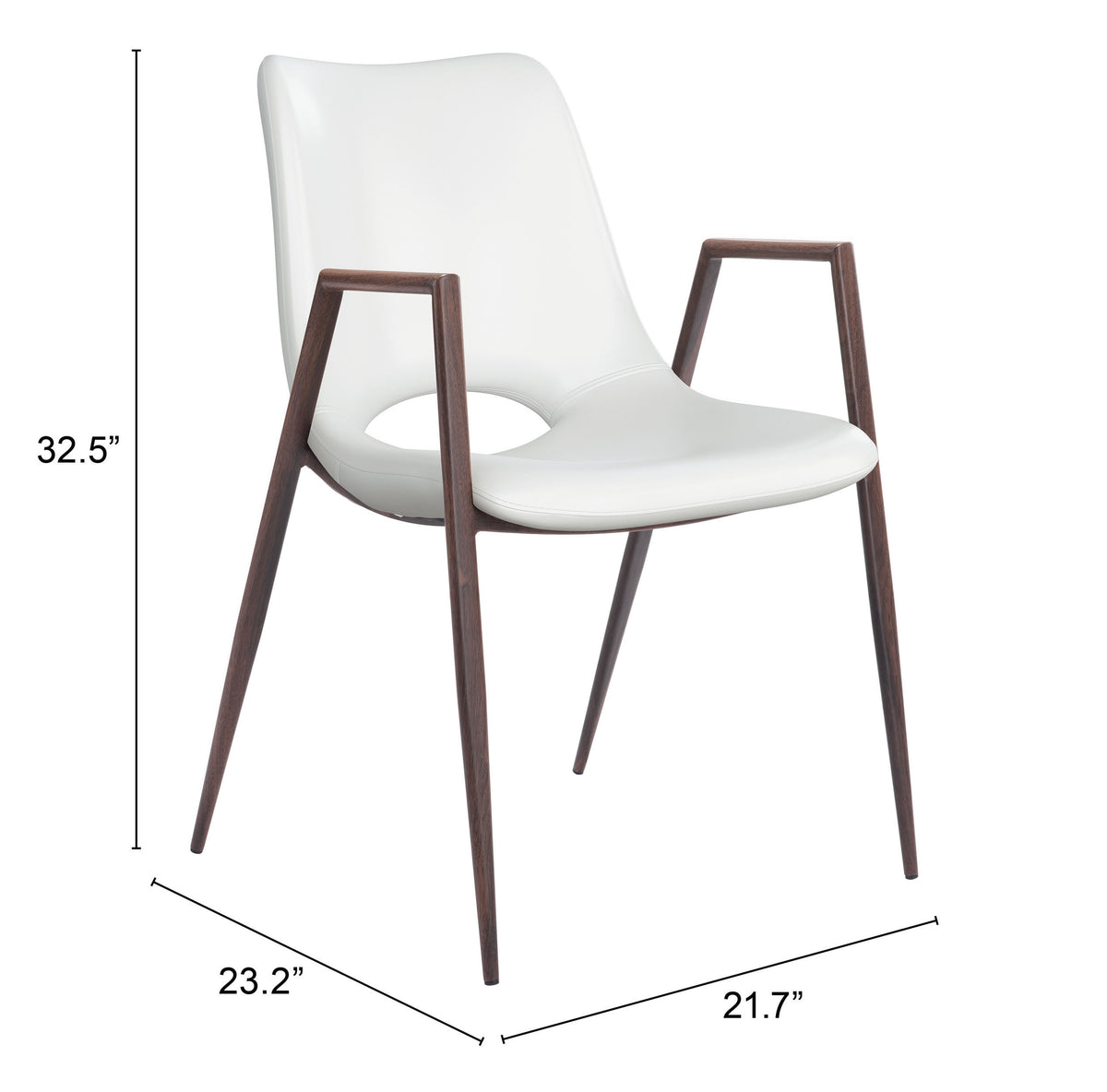 Desi Dining Chair (Set of 2) in White & Walnut