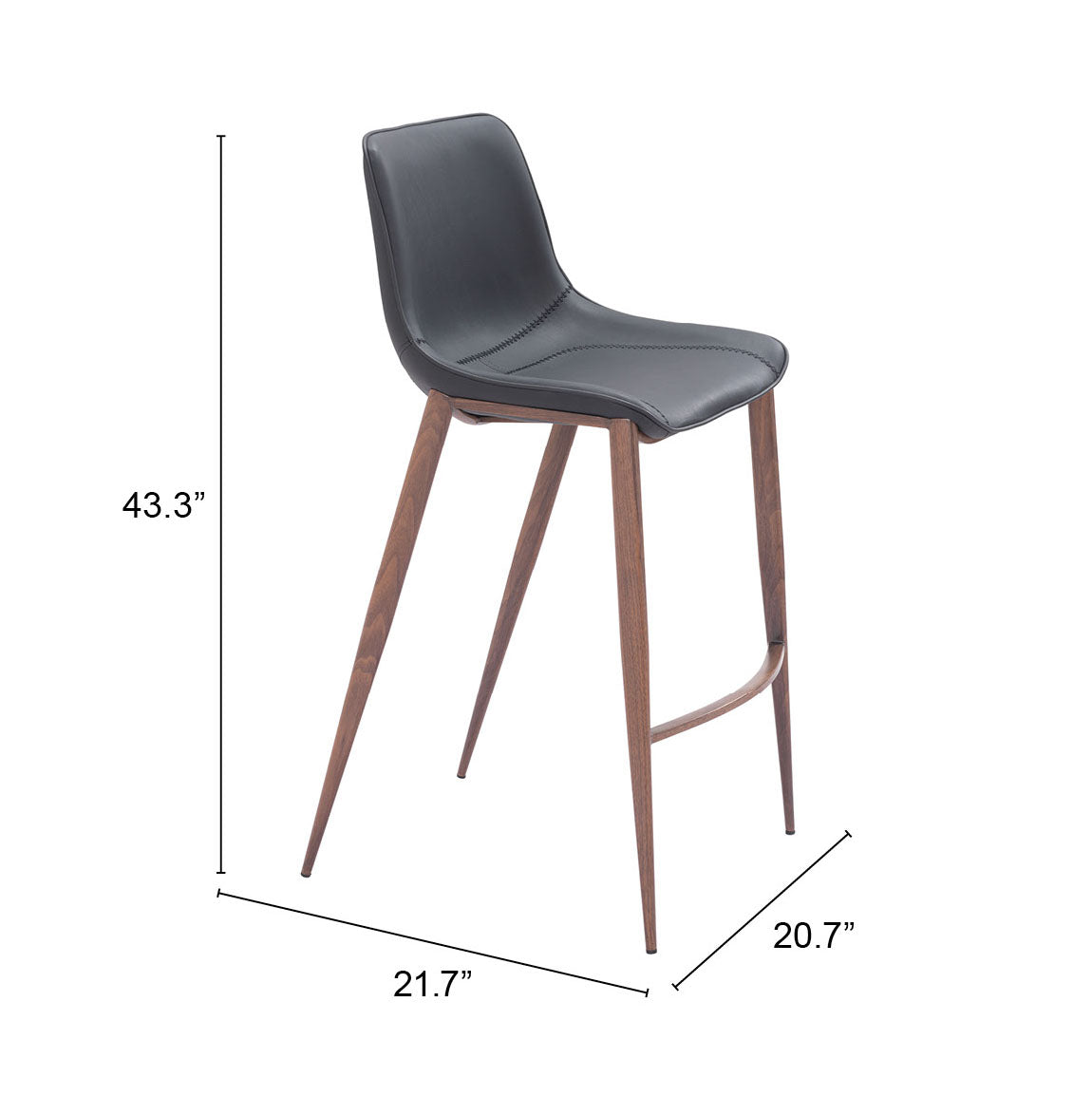 Magnus Barstool (Set of 2) in Black & Walnut
