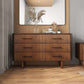 Logan Solid Wood 6-Drawer Dresser – 55” Walnut Bedroom Storage (Mid-Century Modern)