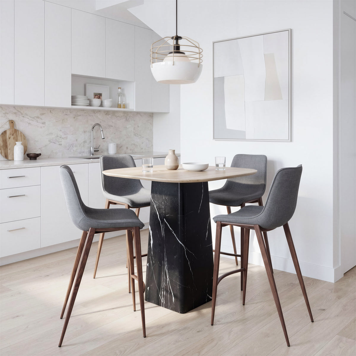 Magnus Barstool (Set of 2) in Slate Gray & Walnut