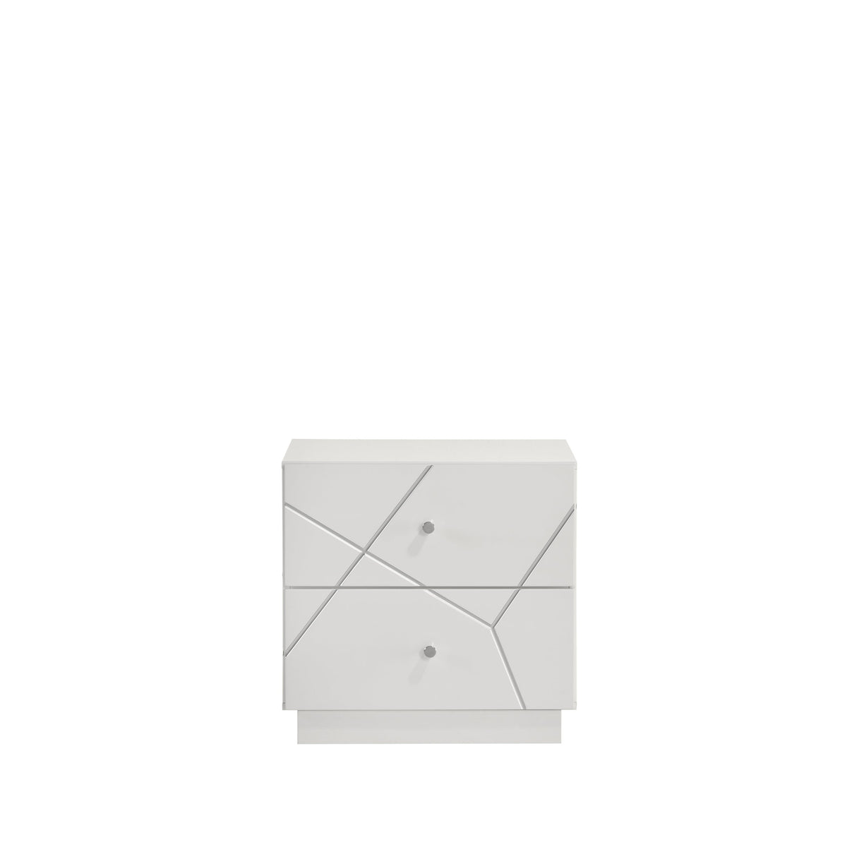 Manhattan Nightstand – Lacquer Finish with Geometric Design and Velvet-Lined Drawers for Modern Bedrooms