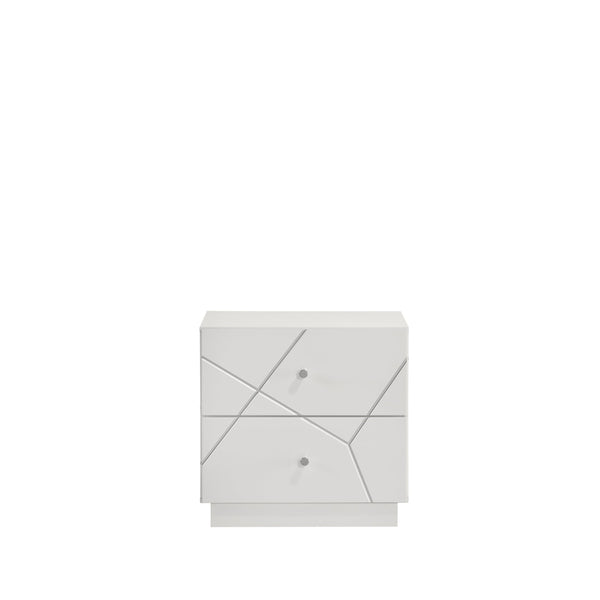 Manhattan Nightstand – Lacquer Finish with Geometric Design and Velvet-Lined Drawers for Modern Bedrooms