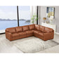 Dillon MCM Leather L-Shaped Corner Sofa Sectional 126" in a modern living room setting with ocean view.