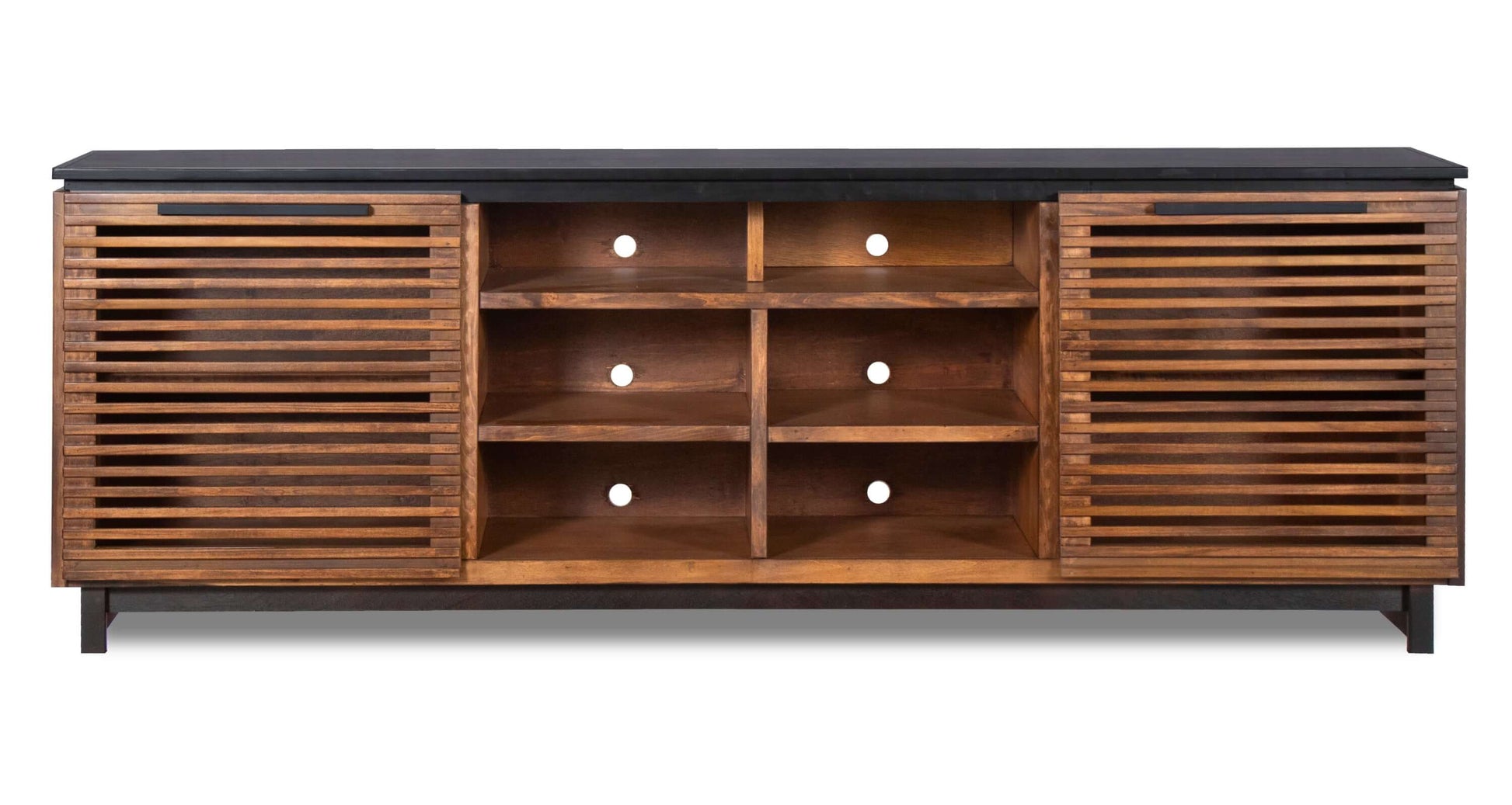 Graceland Solid Wood TV Stand Console, Black with Bourbon Finish 85" - Revel Sofa 