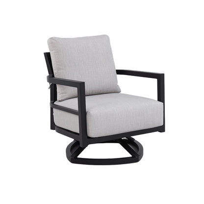 Ambrose Ember Black Aluminum Outdoor Swivel Lounge Chair – 29.9" Weather-Resistant Patio Chair