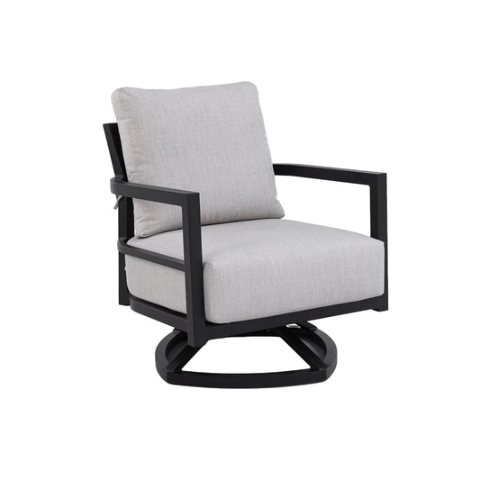 Ambrose Ember Black Aluminum Outdoor Swivel Lounge Chair – 29.9" Weather-Resistant Patio Chair