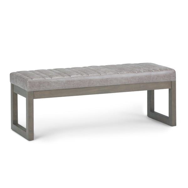 Casey Gray Faux Leather Bench – 48.4