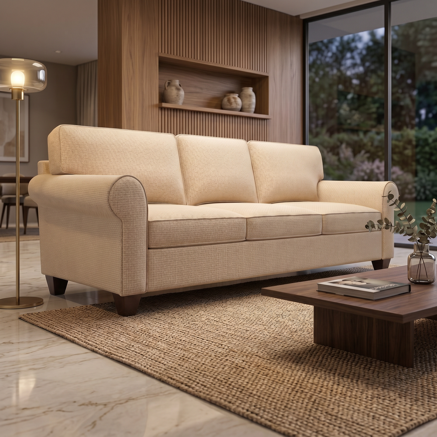 Augusta Sofa – Made in USA, Custom Fabric Options, 83" Classic Design - Redondo Oyster - Fabric (1)