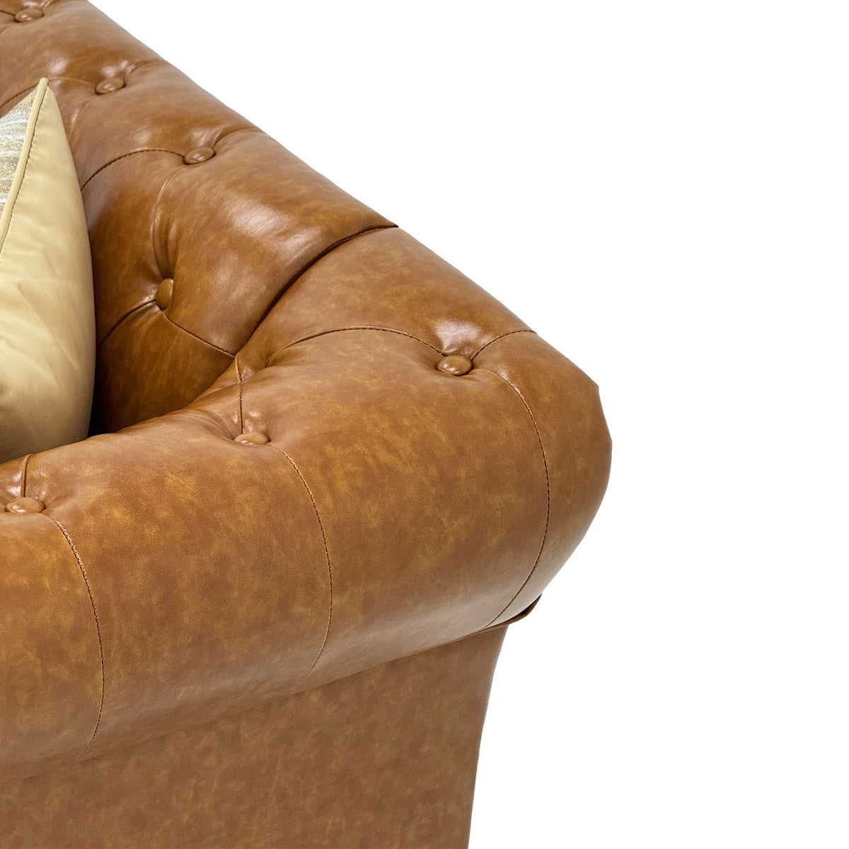 Barrington Chesterfield faux leather sofa in light brown
