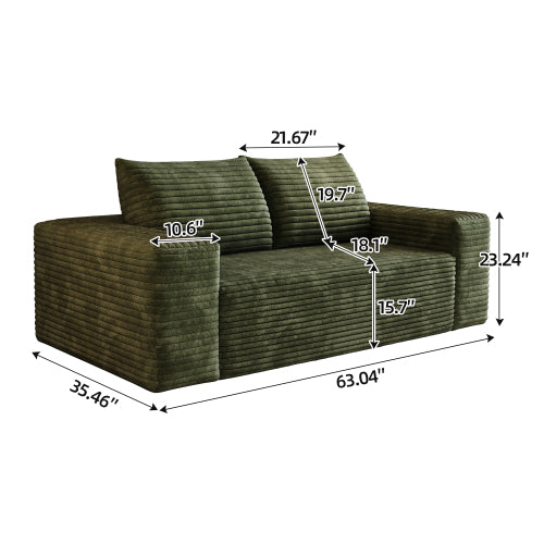 Modern Corduroy Deep Seat Loveseat Sofa – Comfy Couch (4 Colors and 3 Sizes)