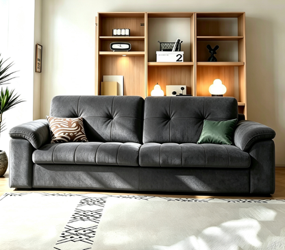 Rowley Dark Gray Velvet Sofa Bed – 78" Pull-Out Sleeper with Storage