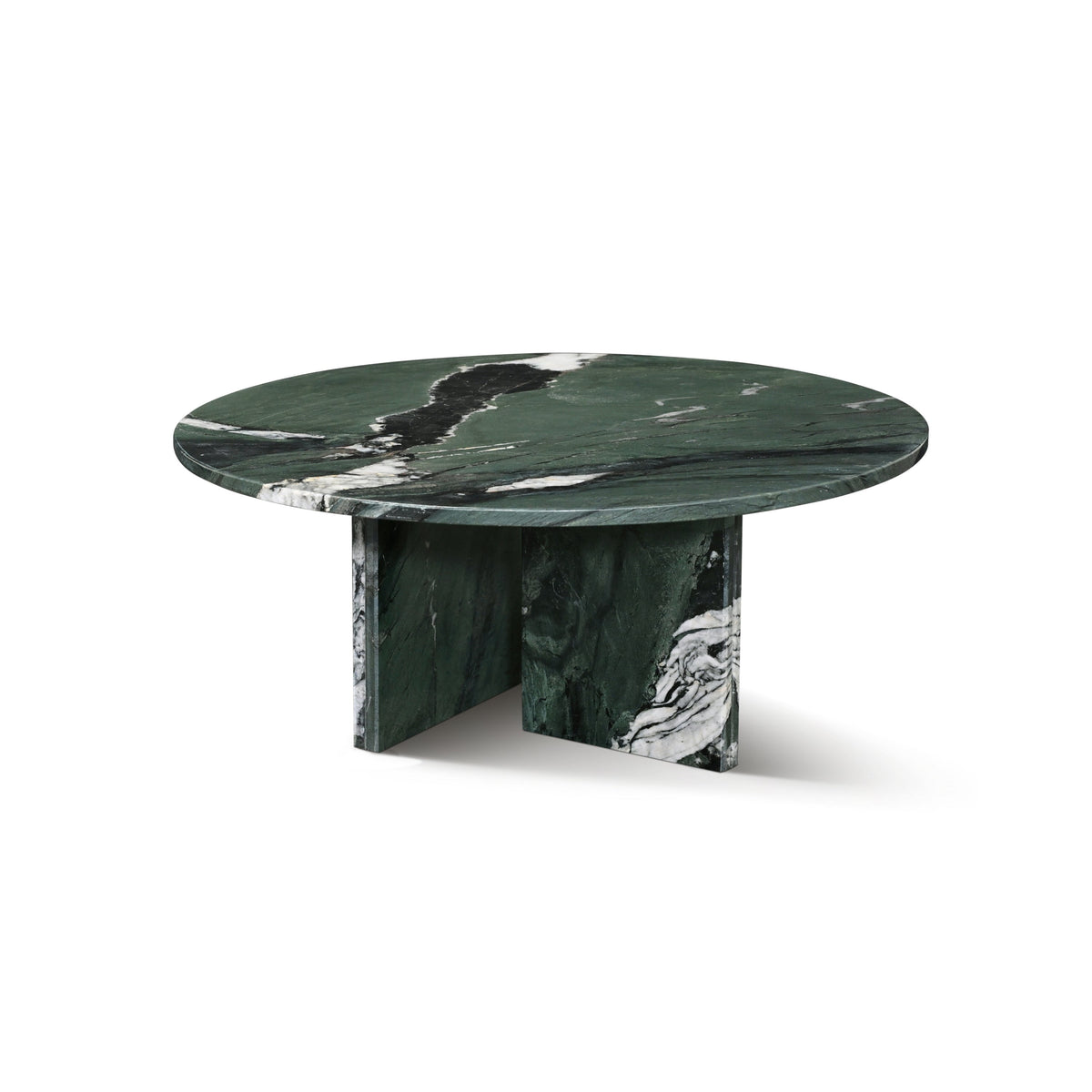 Vesna Marble Round Coffee Table in Diamond Green, 27.6" Round