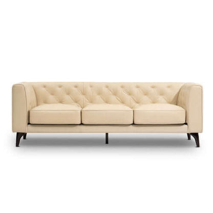 MCM Tufted Leather 3 Seat Sofa 92" (3 Colors)