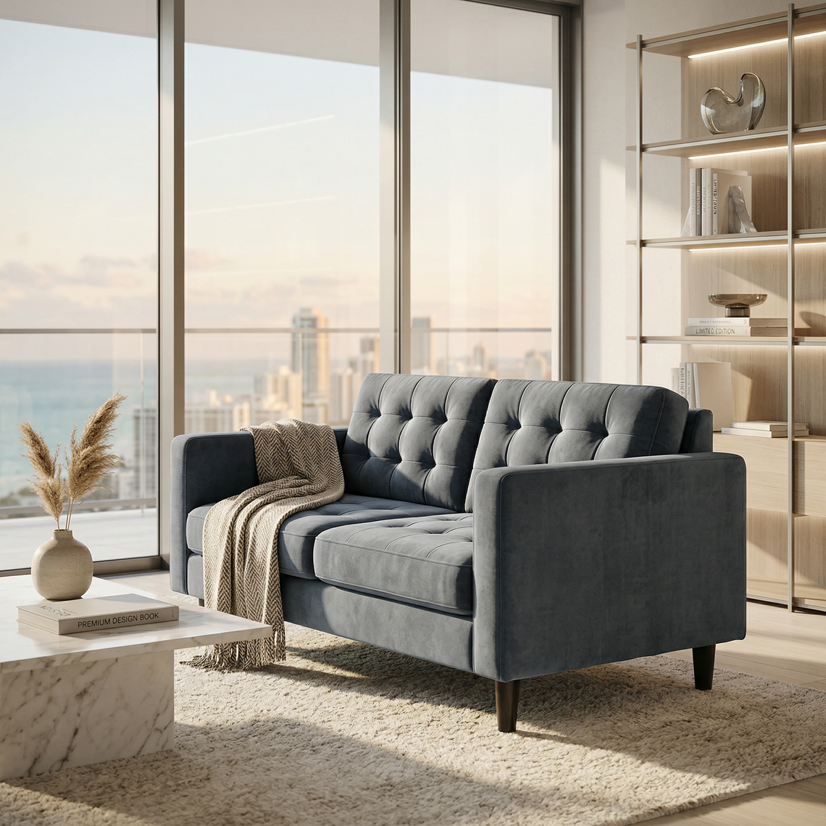 Talmadge Velvet Sofa – 92" Classic American Sofa - Leslie Peacock - Fabric (5)