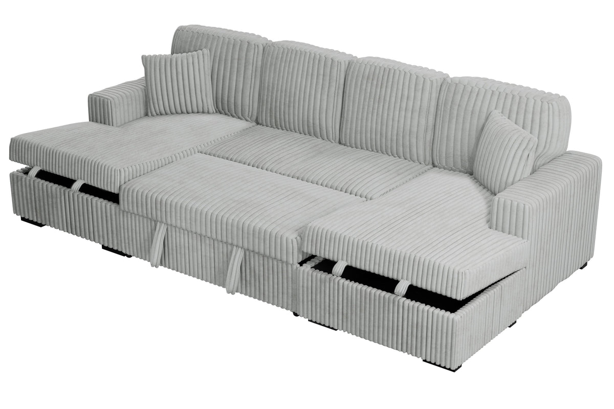 Ash corduroy convertible sectional sleeper sofa