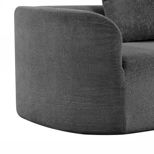 Modern Low Profile Modular Curved Foam Sofa 116' (4 Colors) close-up view of soft gray fabric and curved design.