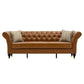 Barrington Chesterfield faux leather sofa in light brown