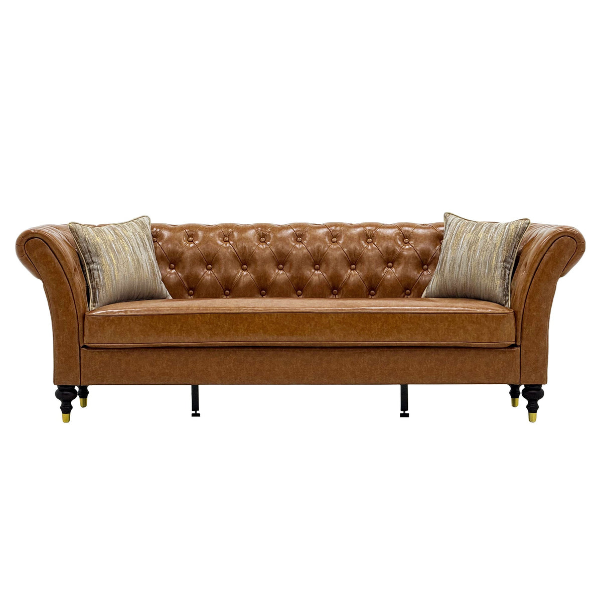 Barrington Chesterfield faux leather sofa in light brown