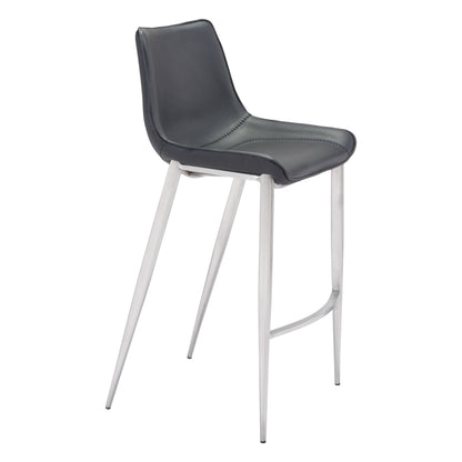 Magnus Barstool (Set of 2) in Black & Silver