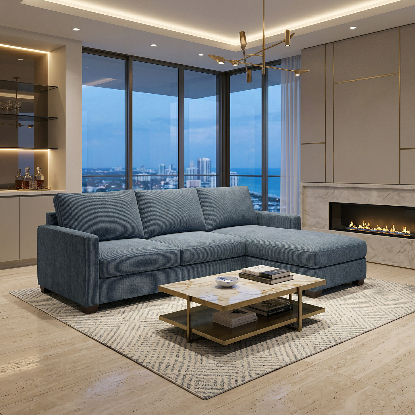 Modena L-Shaped Sectional Sofa - Leslie Peacock - Fabric (8)