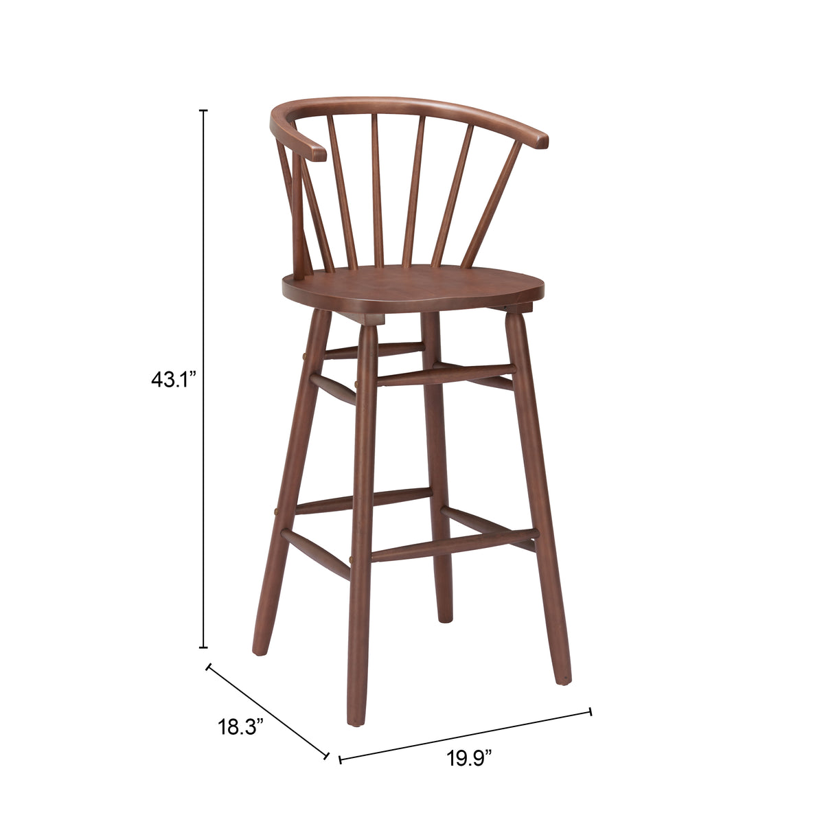 Stenger Barstool (Set of 2) in Walnut
