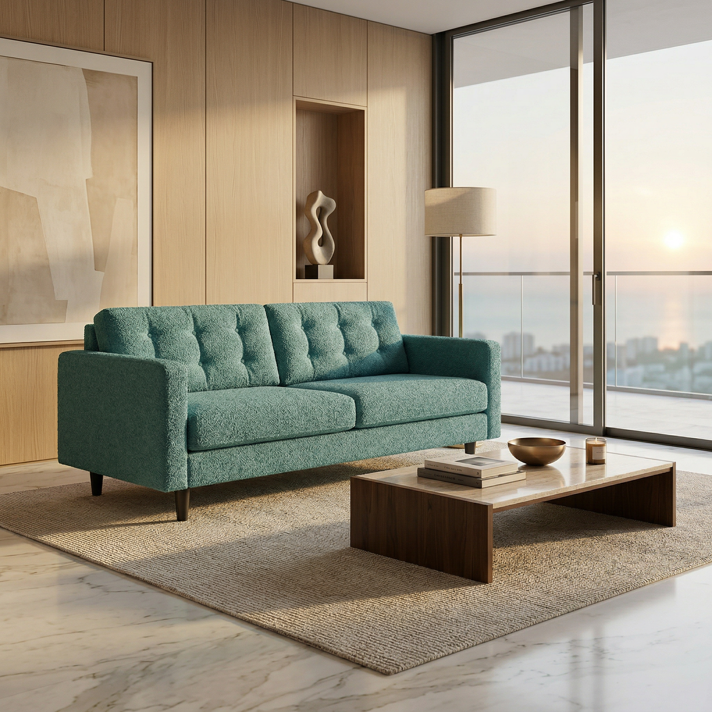 Talmadge Velvet Sofa – 92" Classic American Sofa - Hepburn Emerald - Fabric (2)