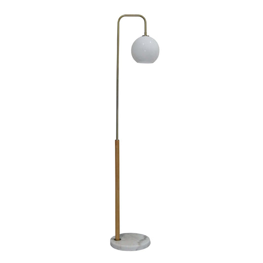 Solaris White Marble Base Floor Lamp – 63"H Tall Corner Lamp with White Glass Shade
