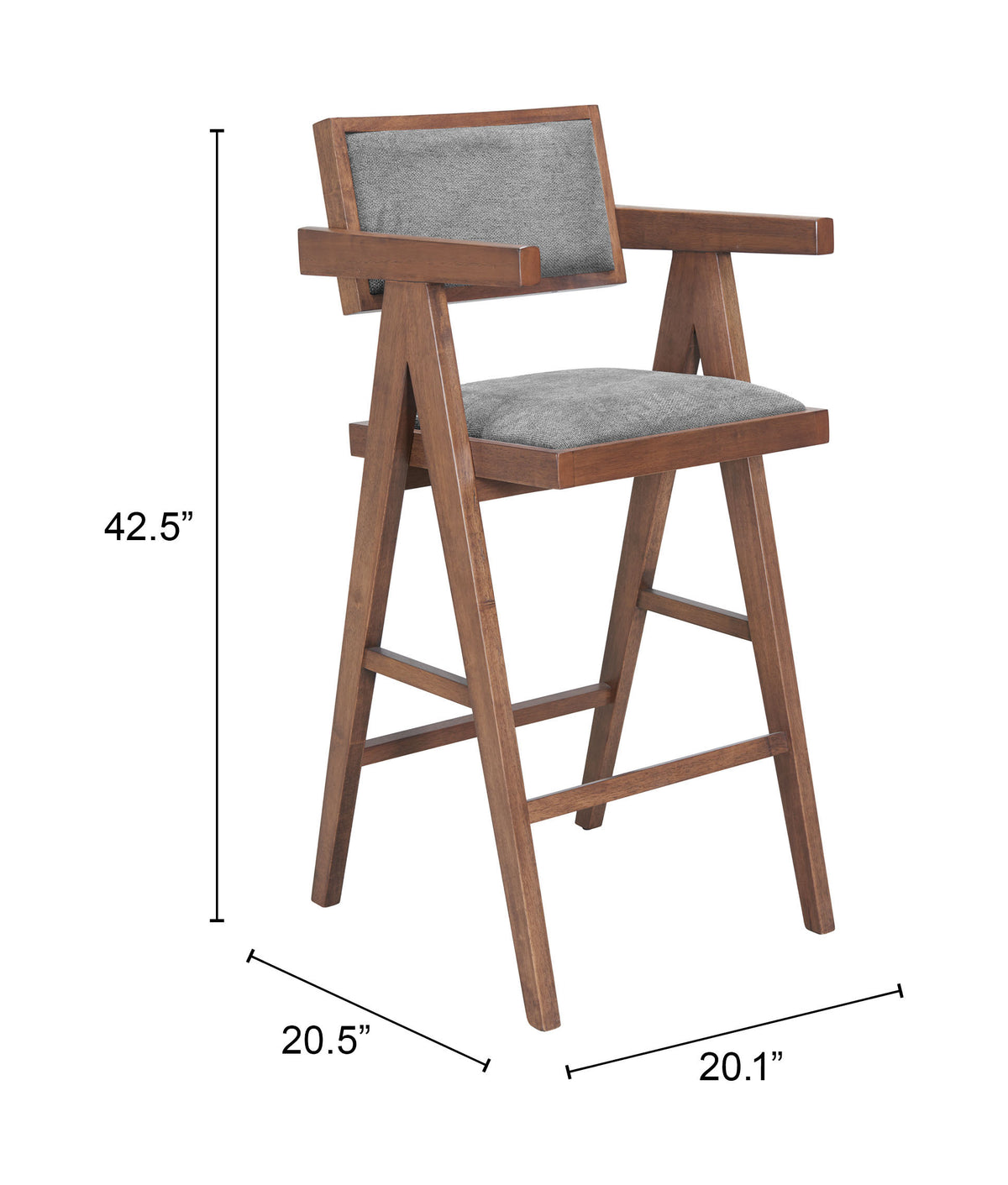 Delhi Gray & Walnut Barstool (Set of 2)