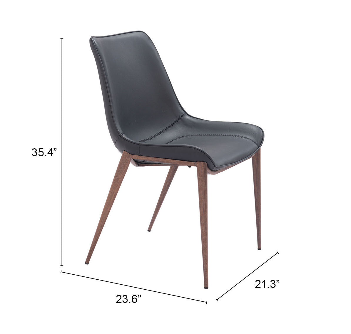 Magnus Dining Chair (Set of 2) in Black & Walnut