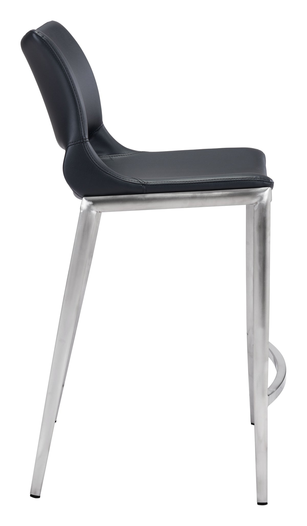 Ace Counter Stool (Set of 2) in Black & Silver