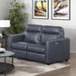 Ardley Navy Faux Leather Power Reclining Sofa Set
