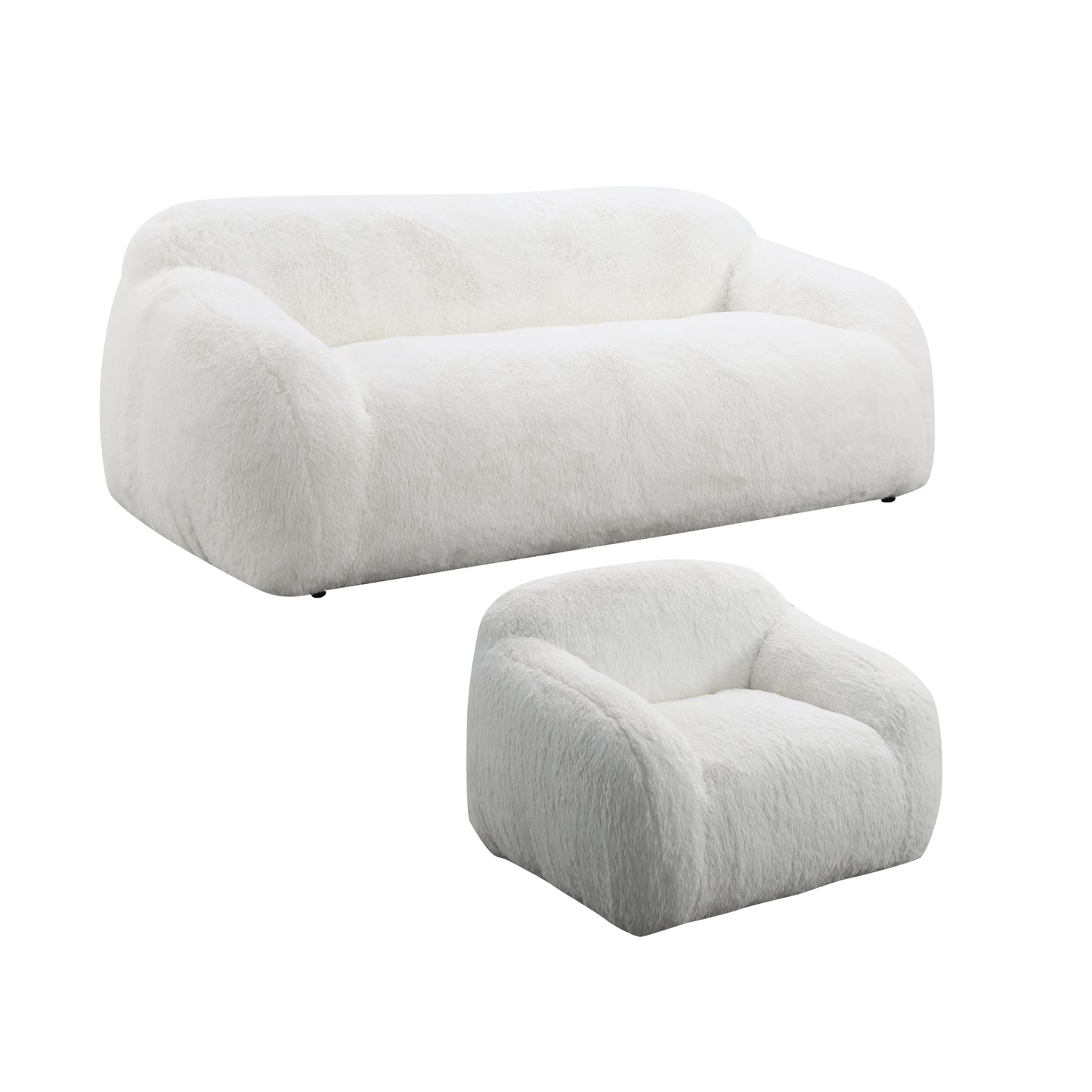 Adell Faux Fur 2-Piece Living Room Set – 84" Sofa & Swivel Chair Set – view 18