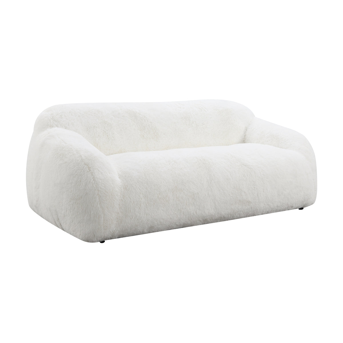 Adell Faux Fur Upholstered Sofa – 84" Sculptural Stationary Sofa