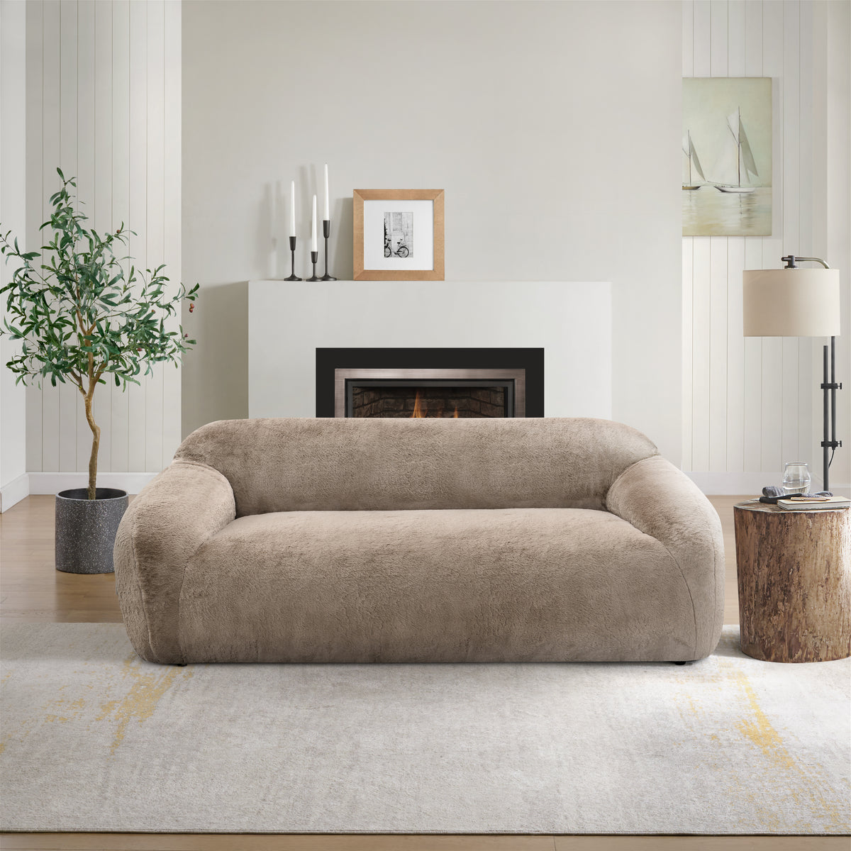 Adell Faux Fur Upholstered Sofa – 84" Sculptural Stationary Sofa – view 10