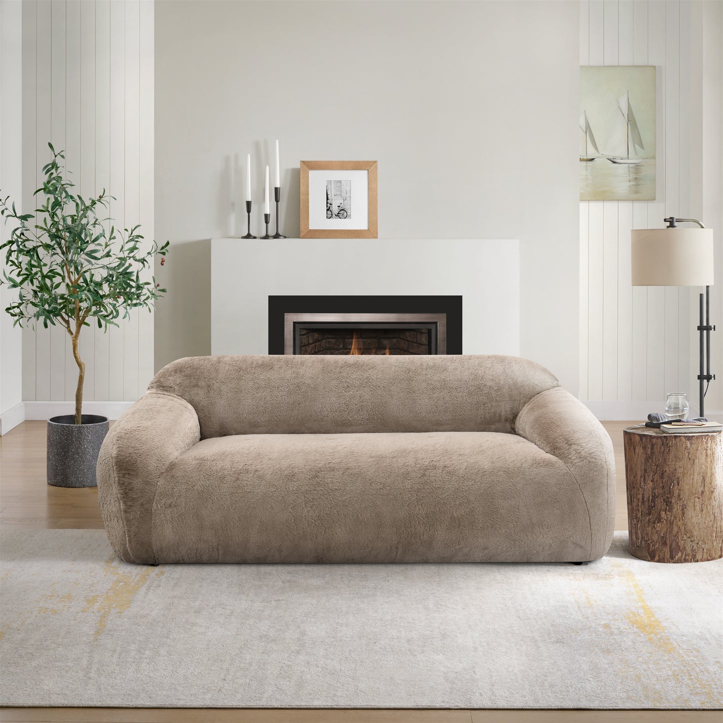 Adell Faux Fur Upholstered Sofa – 84" Sculptural Stationary Sofa – view 10