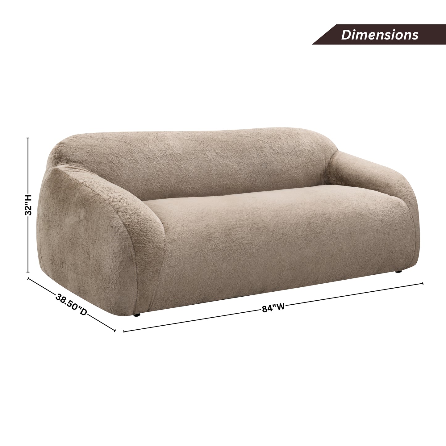 Adell Faux Fur Upholstered Sofa – 84" Sculptural Stationary Sofa – view 16