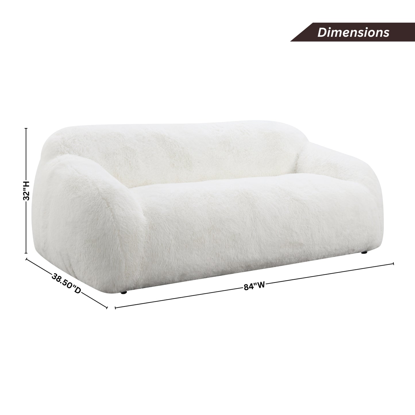 Adell Faux Fur Upholstered Sofa – 84" Sculptural Stationary Sofa – view 9