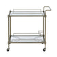 Aditya Mirrored & Antique Brass Finish Serving Cart – 33" 2-Tier Serving Cart – view 5