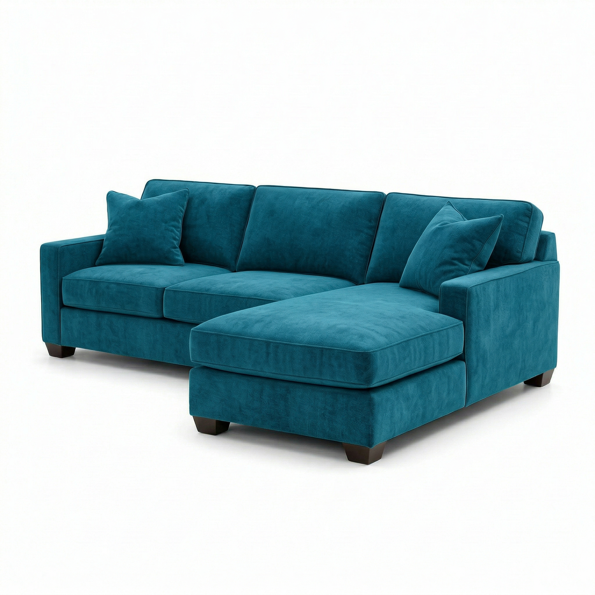 Clifford L-Shaped Sectional Sofa – Made in USA, 9 Fabric Options - Velvet Antique Peacock - Velvet (2)