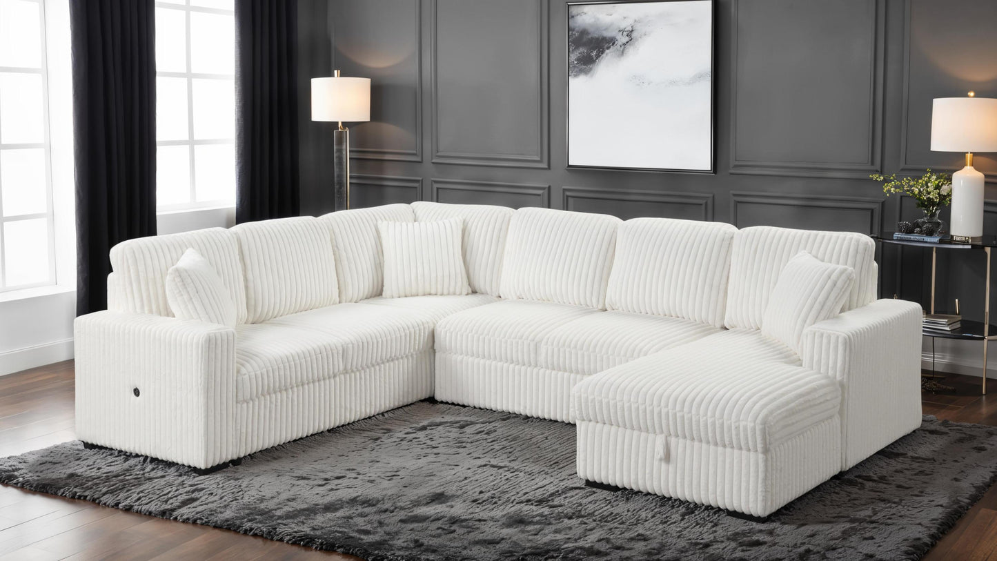Jorvik sectional sofa in cream velvet