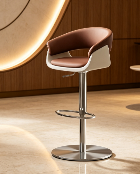 Denby bar stool in brown and white faux leather