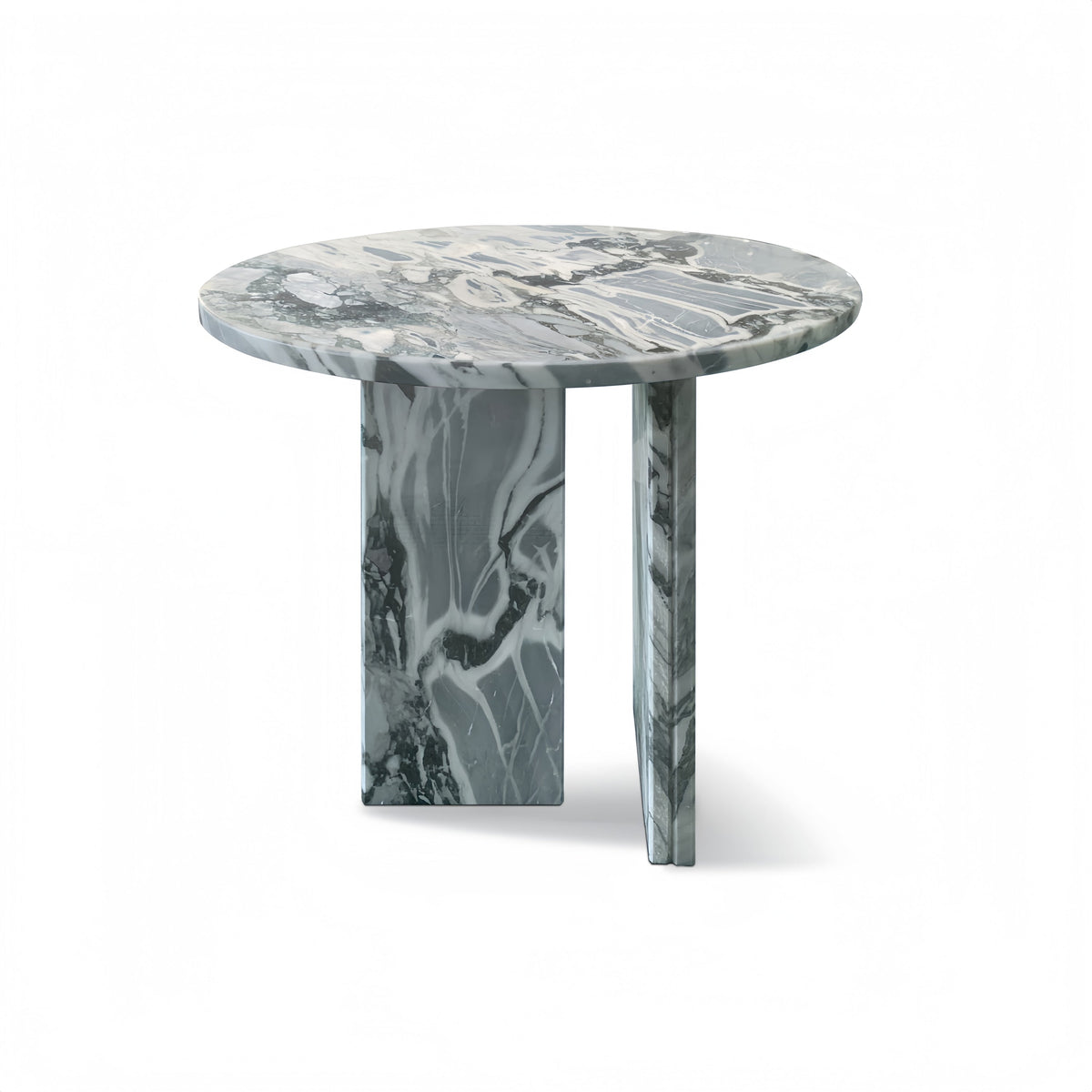 Vesna Marble Round Coffee Table in Blue Gray, 17.7" Round