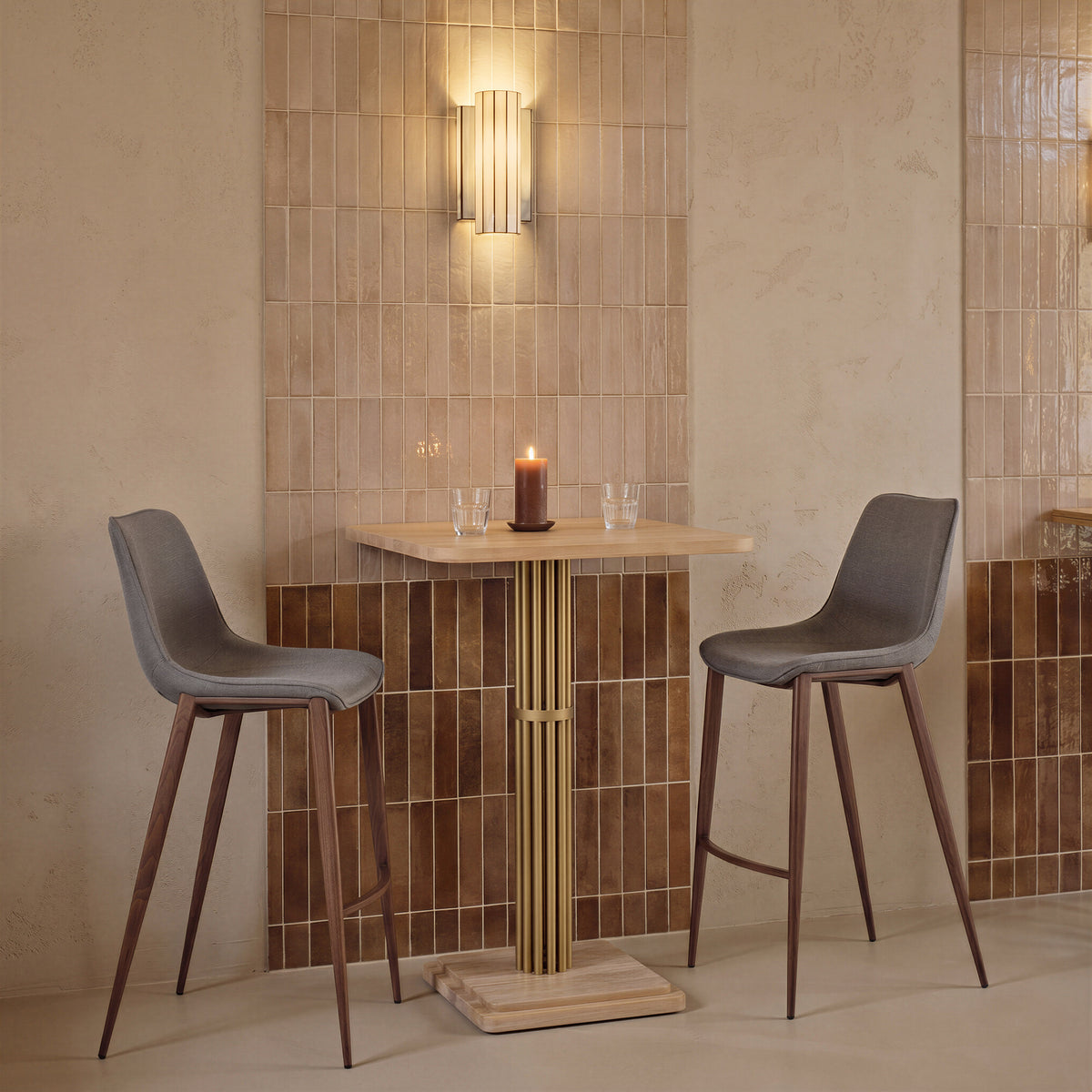 Magnus Barstool (Set of 2) in Slate Gray & Walnut