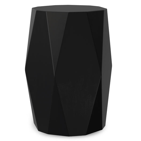 Cale 15 inch Wide Solid Mango Wood Polygon Geometric Accent Table in Black