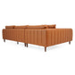 Cairo Cognac PU Leather Chaise Sofa Sectional, showcasing plush upholstery and vertical stitching, ideal for modern living spaces.